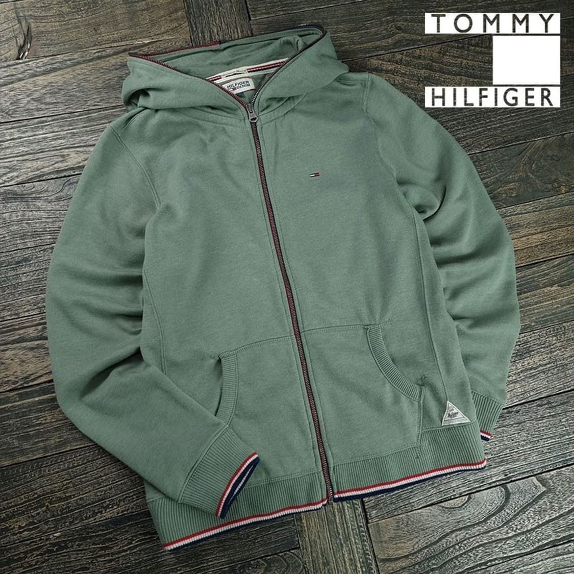 [타미힐피거] 로고 자수 풀 집 후드 집업 M19552 상품이미지1