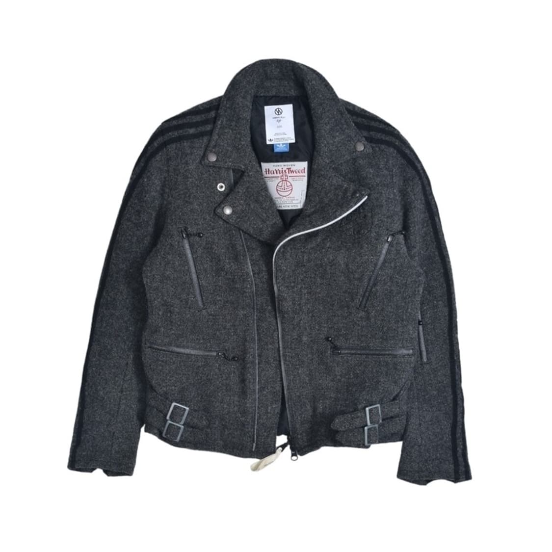 아디다스 X 해리스트위드 삼선 울 모직 여성 더블 라이더 자켓 N240  상품이미지1