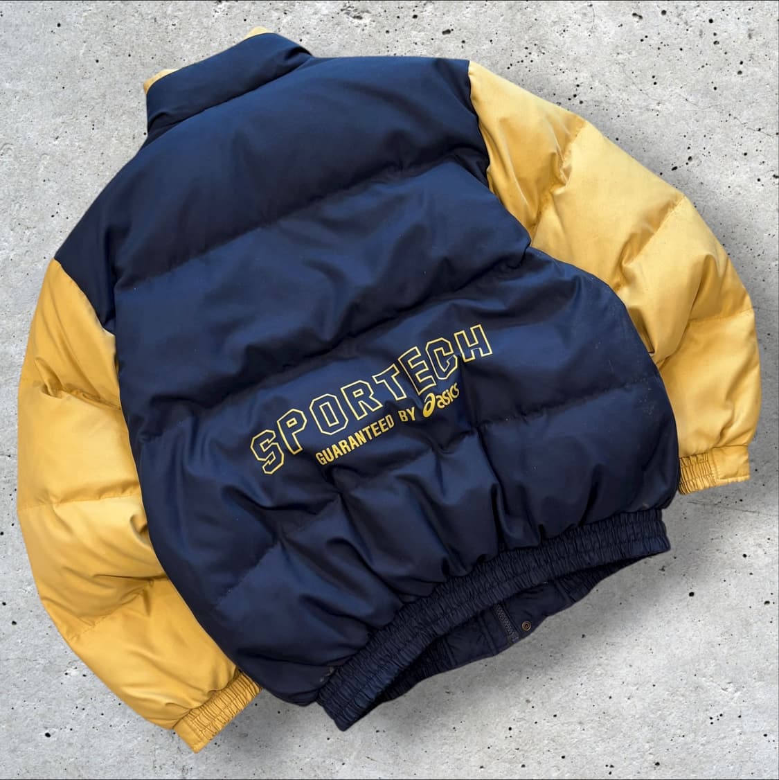 [100] 90s 아식스 퍼포먼스 패딩 점퍼 네이비/옐로우 B277 상품이미지2