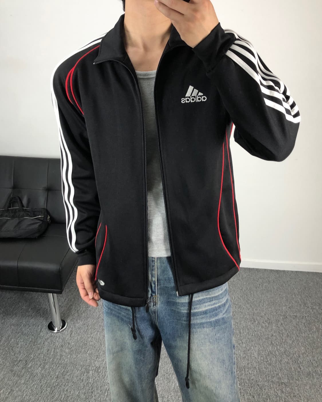 아디다스 빈티지 올드스쿨 3stripes 져지 검흰빨 상품이미지1