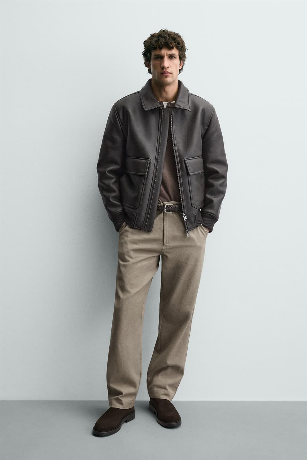 ZARA 자라 남자 브라운 레더 첼시 부츠 (280) 상품이미지4