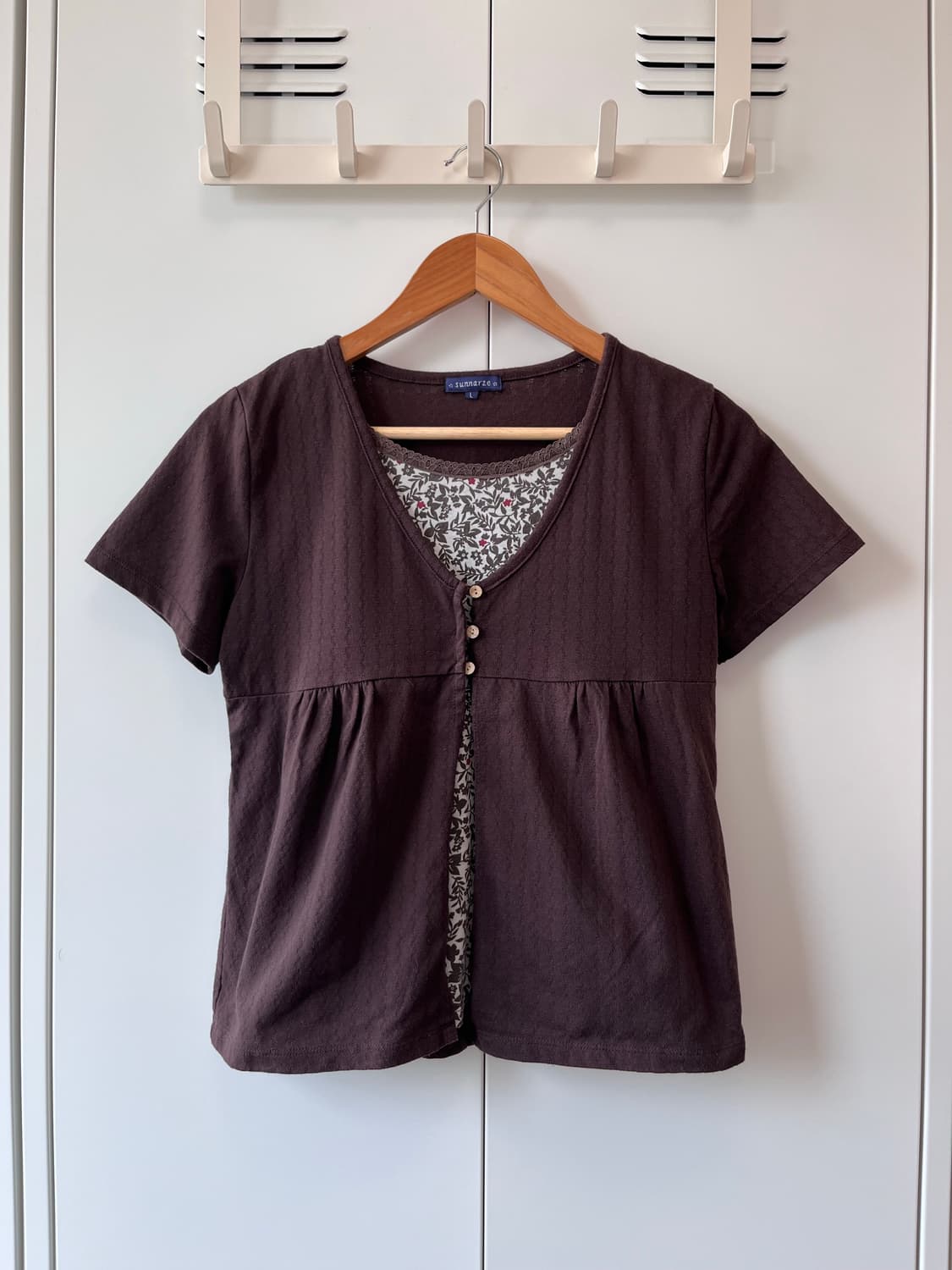 Sunnayze 바선생 레이어드 브라운 잔꽃 반팔 상품이미지1