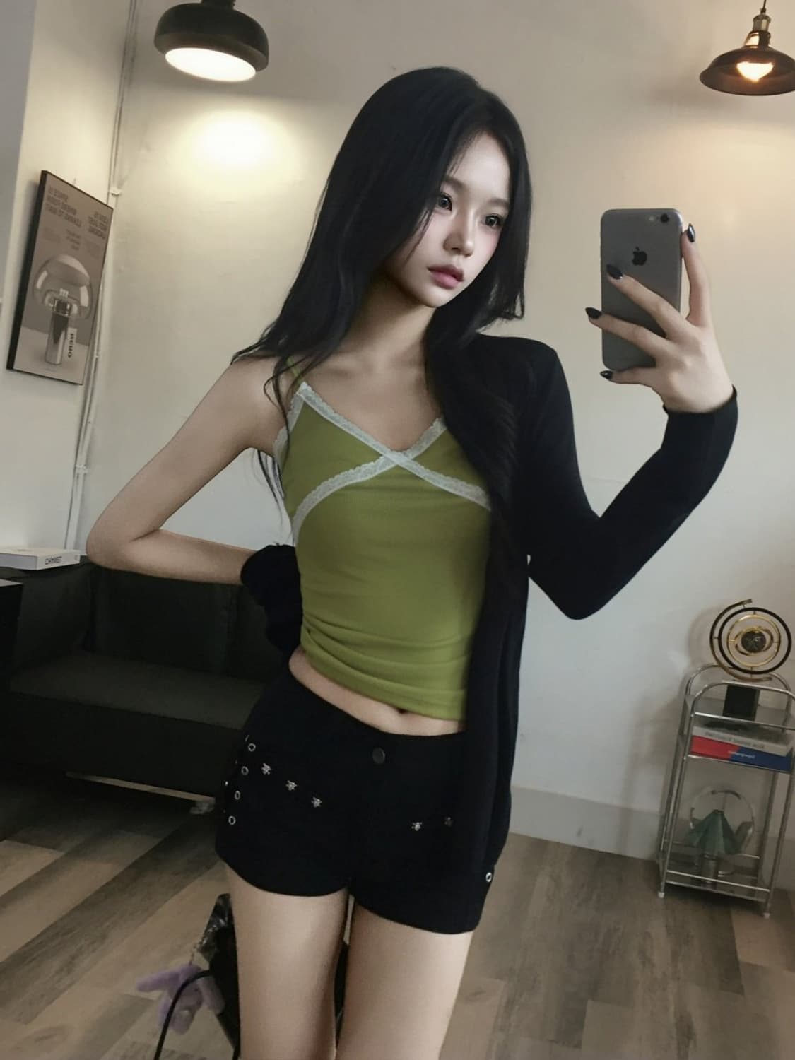 옷장정리 올리브 레이스 나시 상품이미지2