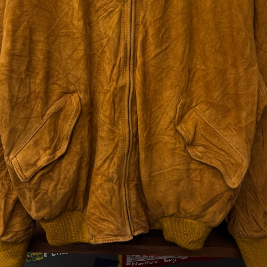 90s 휴고 보스 오리지널 리얼 레더 스웨이드 봄버 블루종 자켓 N242 상품이미지4