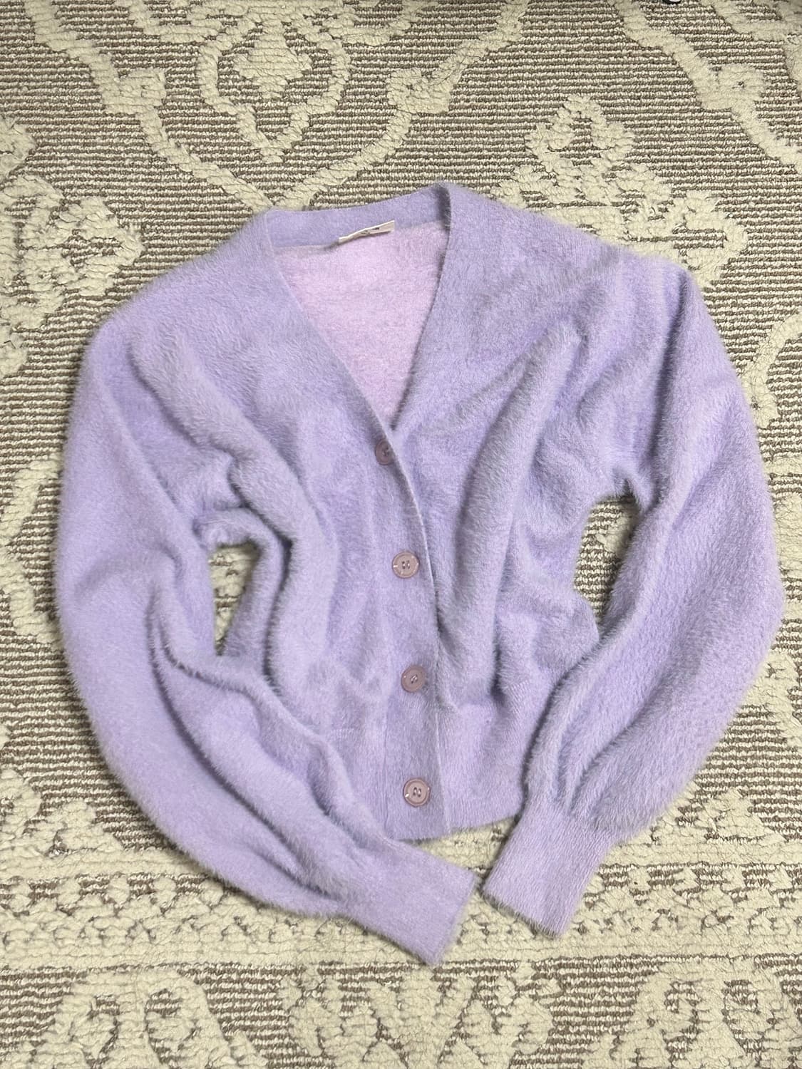 빈티지 파스텔 연보라 앙고라 니트가디건 모리걸 히메카지 상품이미지1