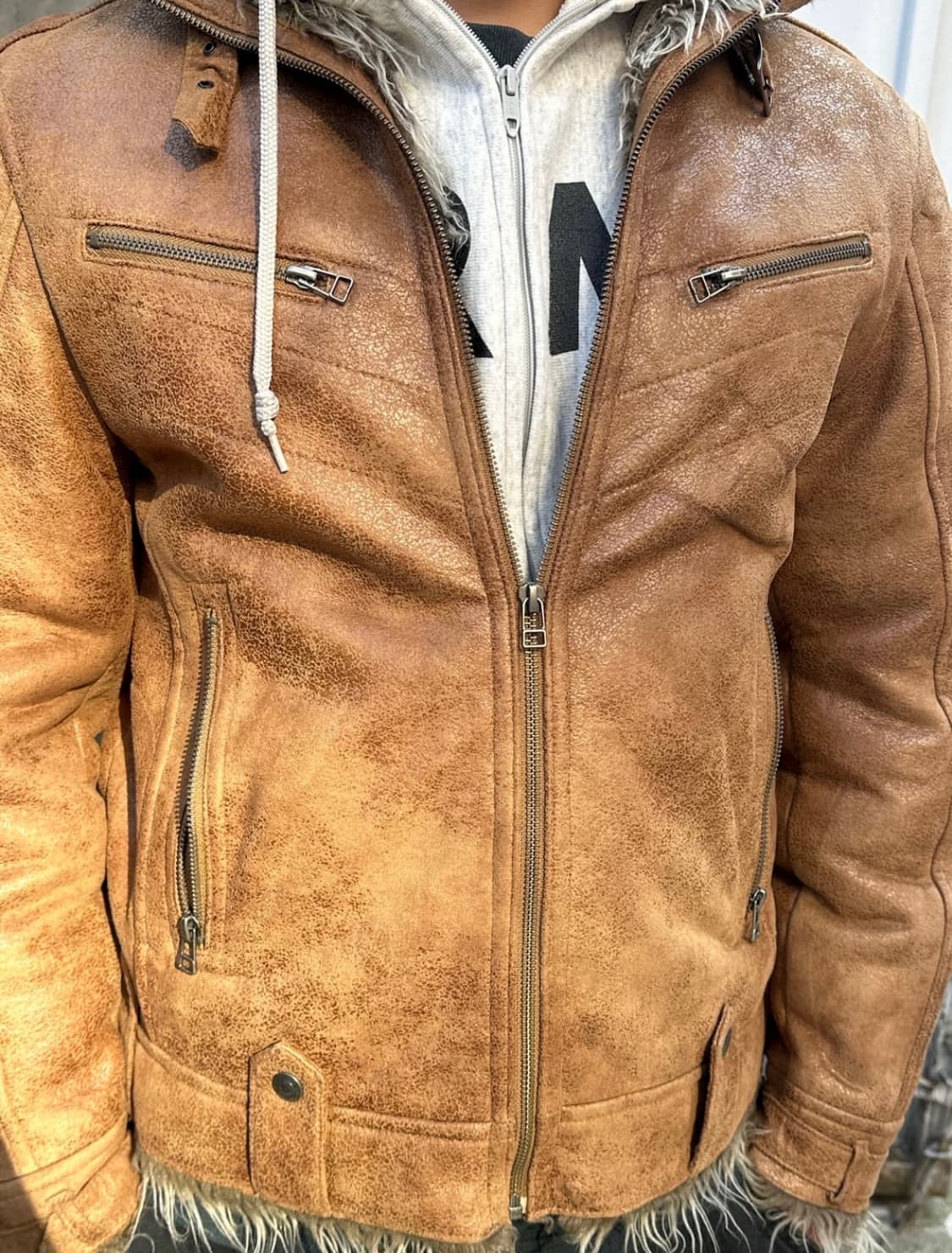 Semantic design aging suede fur jacket 상품이미지2