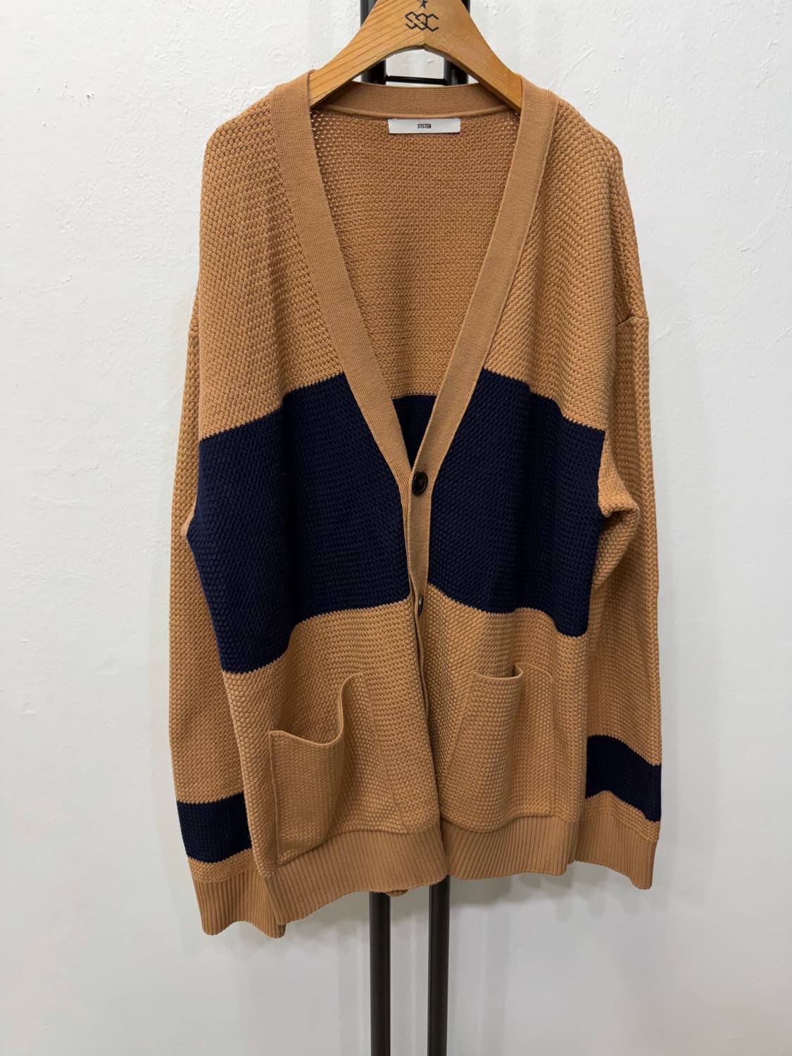 정품) 시스템옴므 한섬 20ss 배색 브이넥 니트 가디건 100 상품이미지1