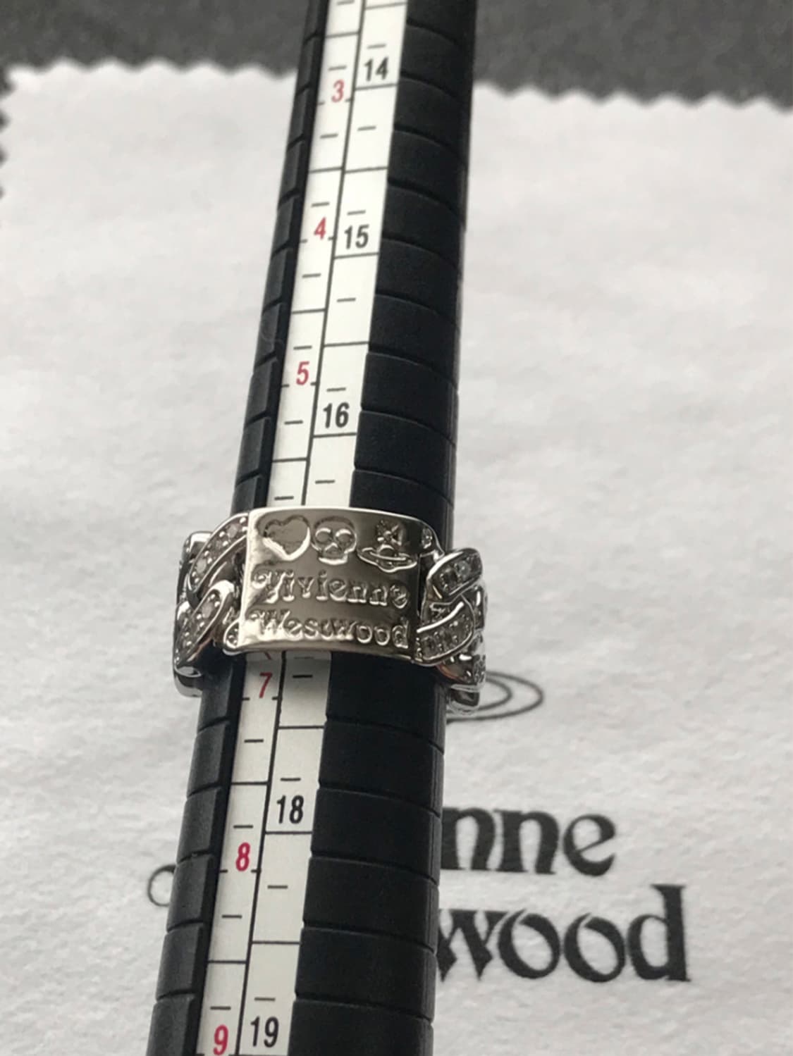비비안웨스트우드 아카이브 크리스탈 체인 레터링 orb 각인 디테일 반지 상품이미지7
