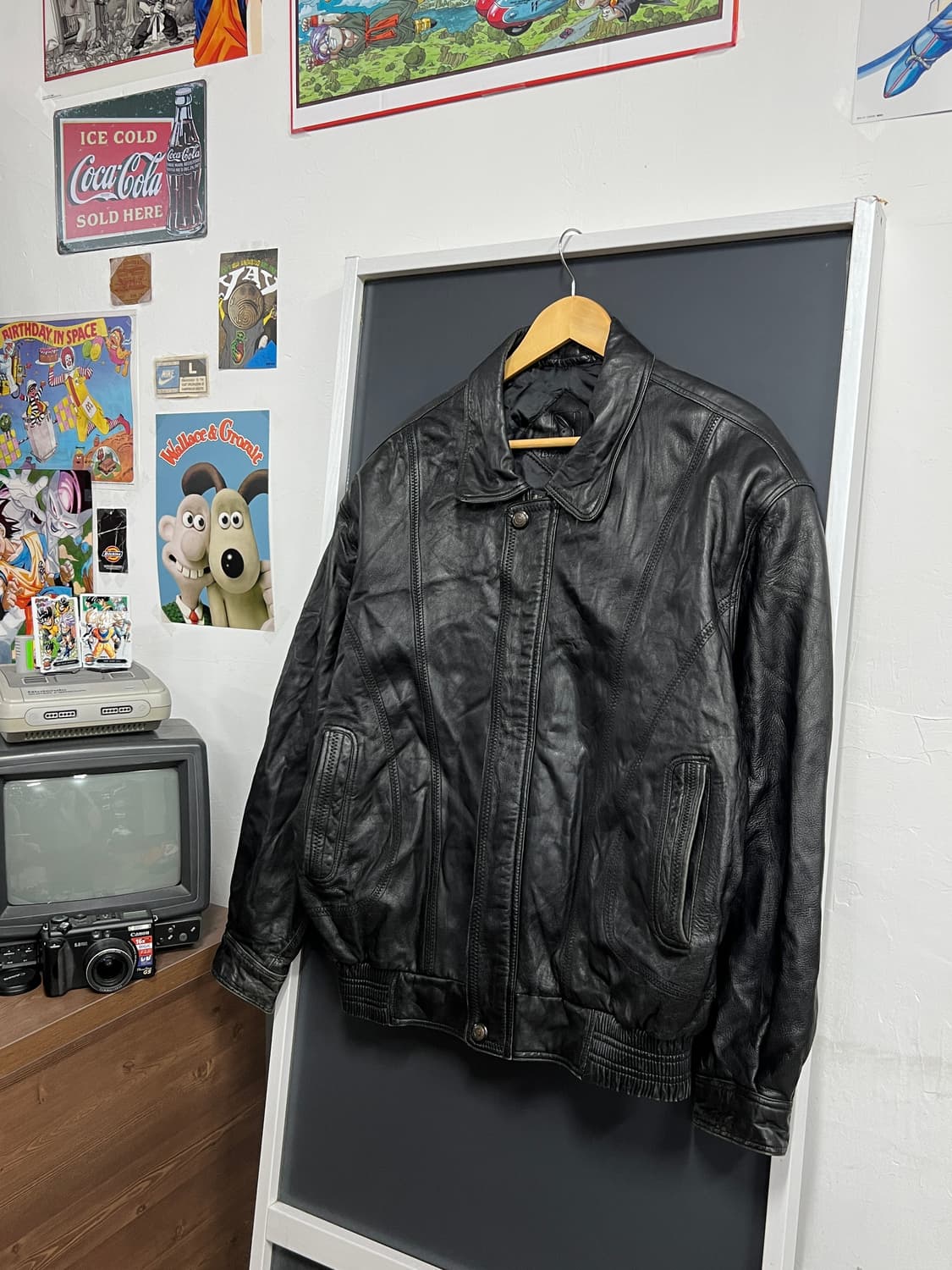 90‘s Play boy 플레이보이 봄버 양가죽 레더 자켓 상품이미지1