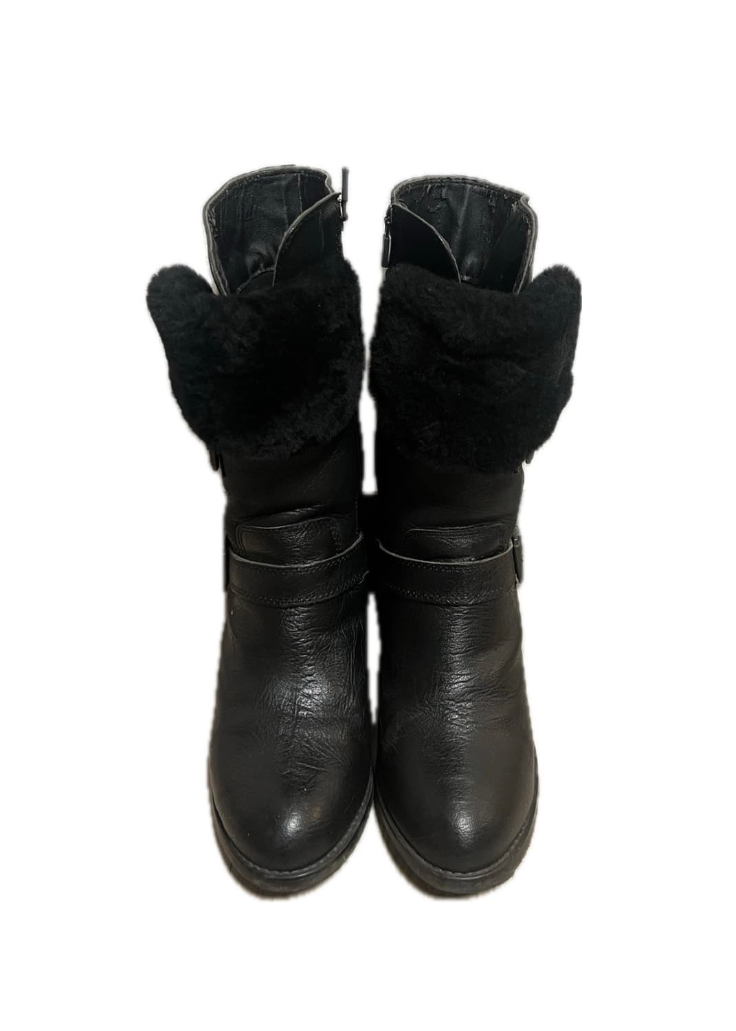 안나수이 가죽 레더 버클 털 퍼 부츠 구두 상품이미지4