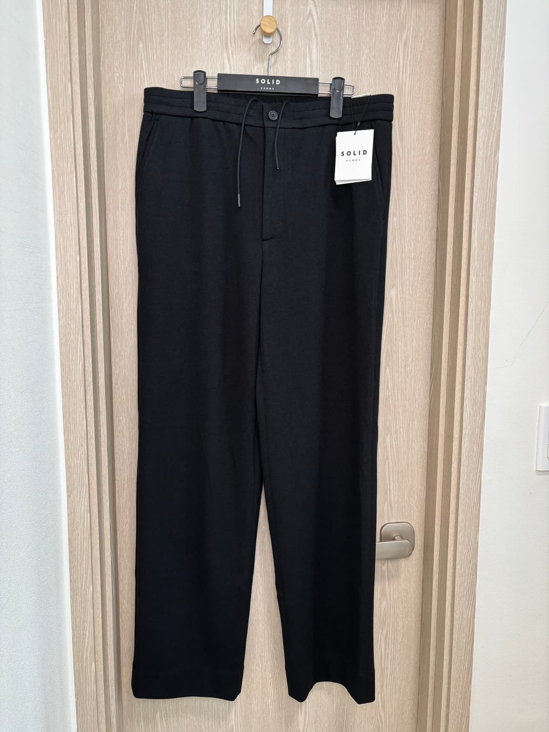 새상품25SS)솔리드옴므 와이드 밴딩 테리팬츠52(36")/블랙 상품이미지1
