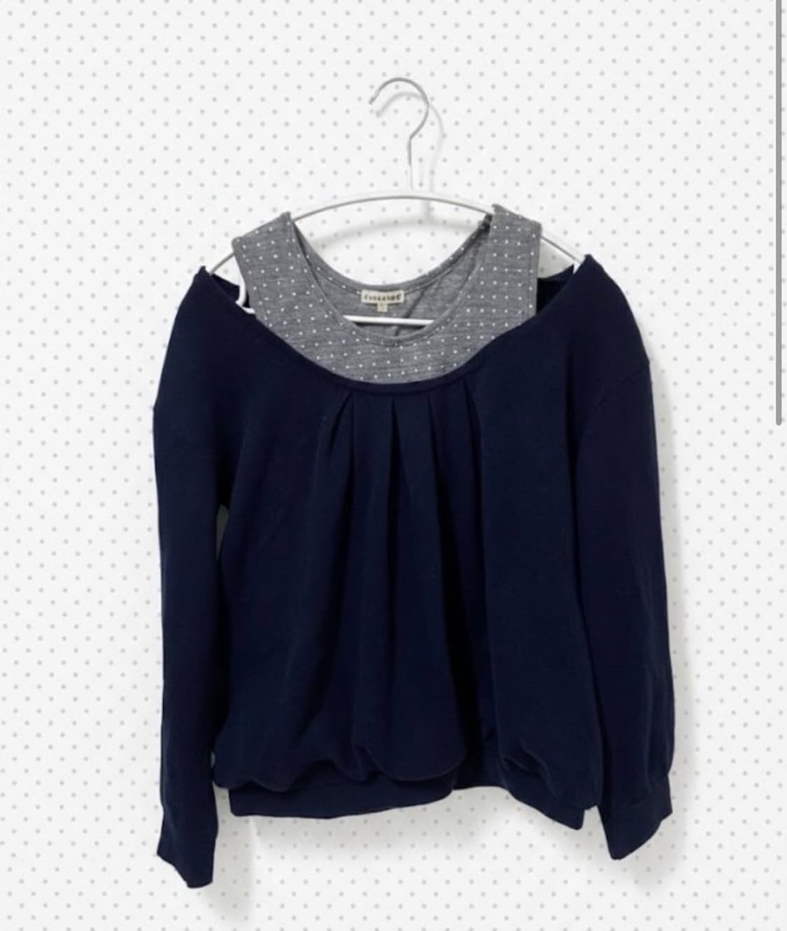 네이비 그레이도트 레이어드 롱슬리브 상품이미지1