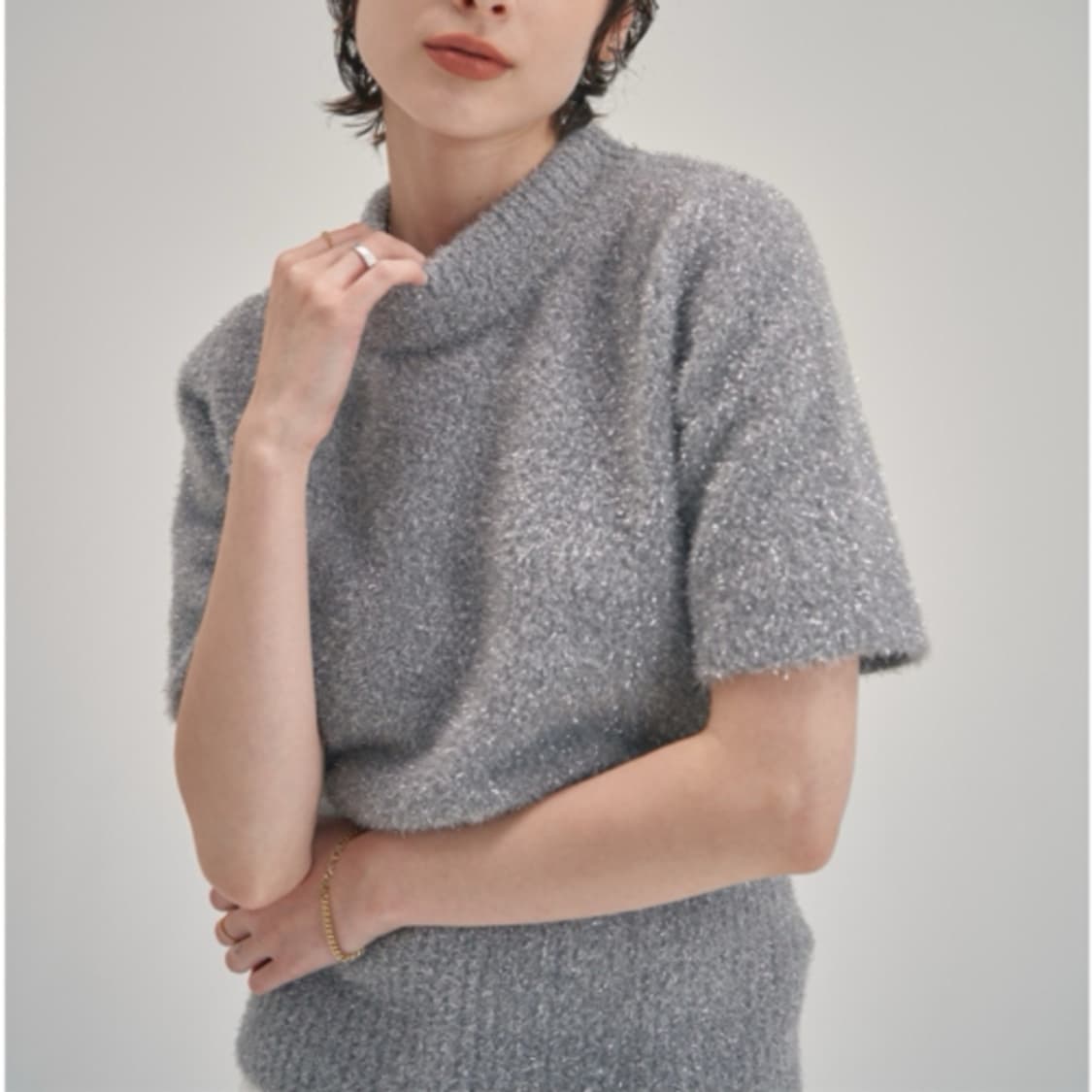 Mecre 글리터 반팔 니트 상품이미지1