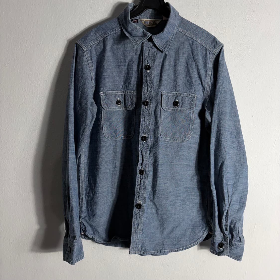 80s 파이브브라더 샴브레이 워크 셔츠(S) 상품이미지1