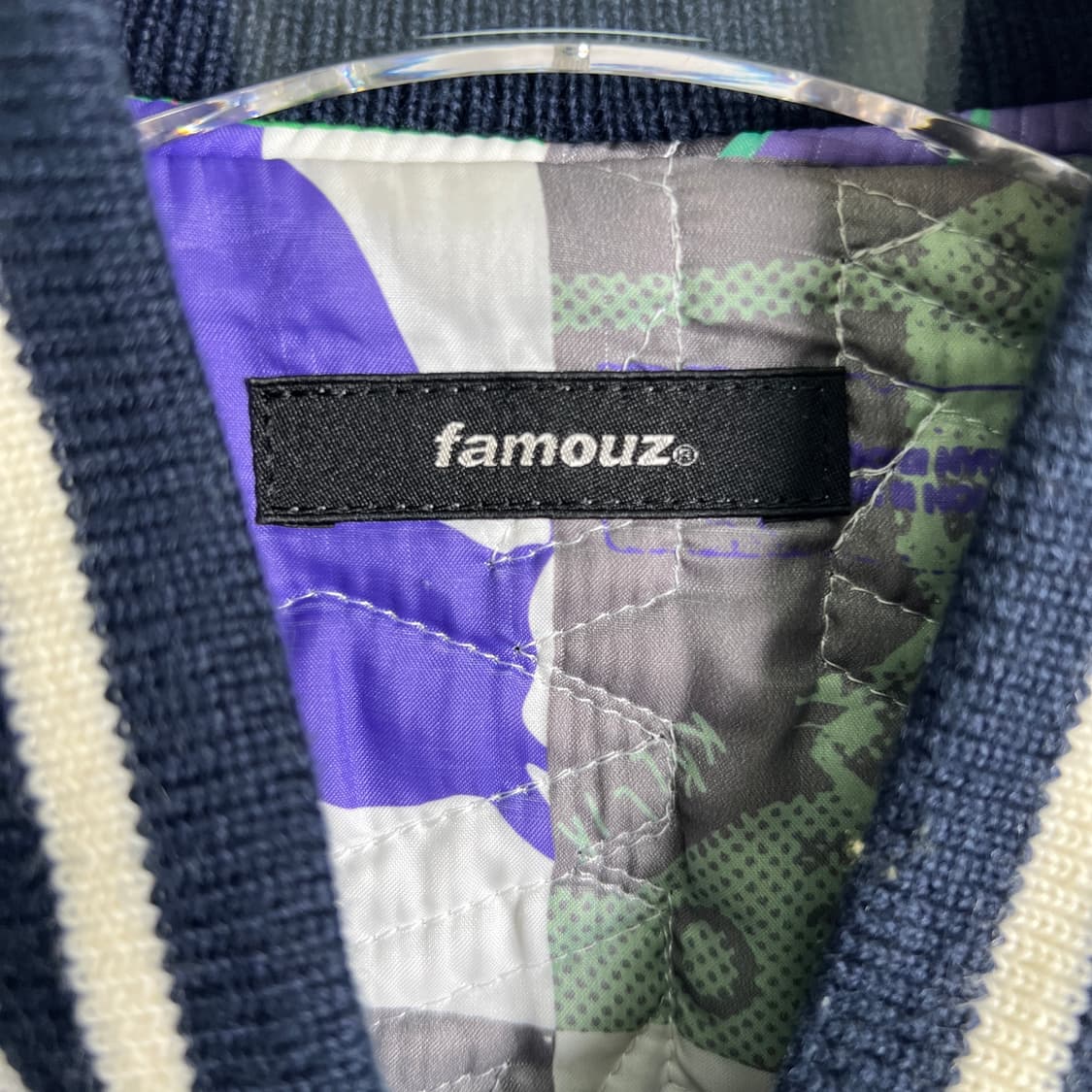 Famouz 네이비 레더 바시티 자켓 M 상품이미지3