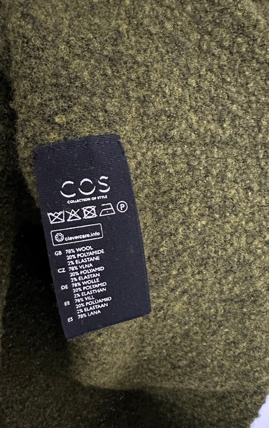 [COS 코스] 여성 터틀넥 부클레 올리브 그린 니트 상품이미지3