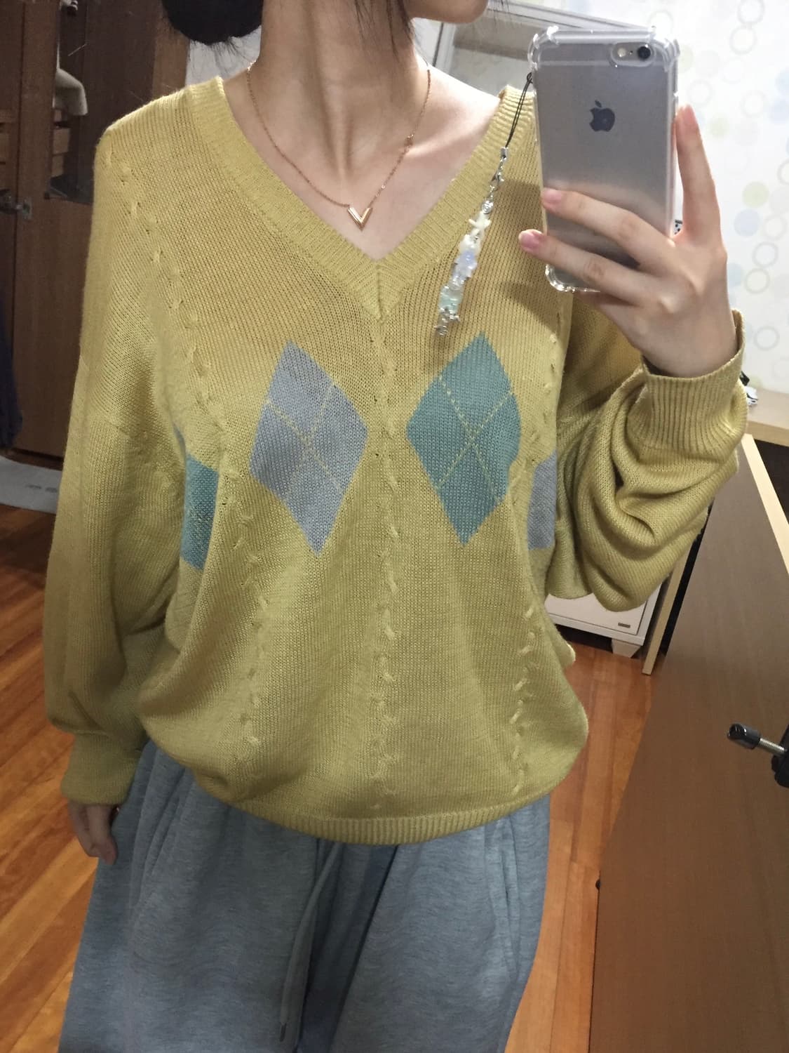 일본빈티지 아가일 니트 상품이미지1