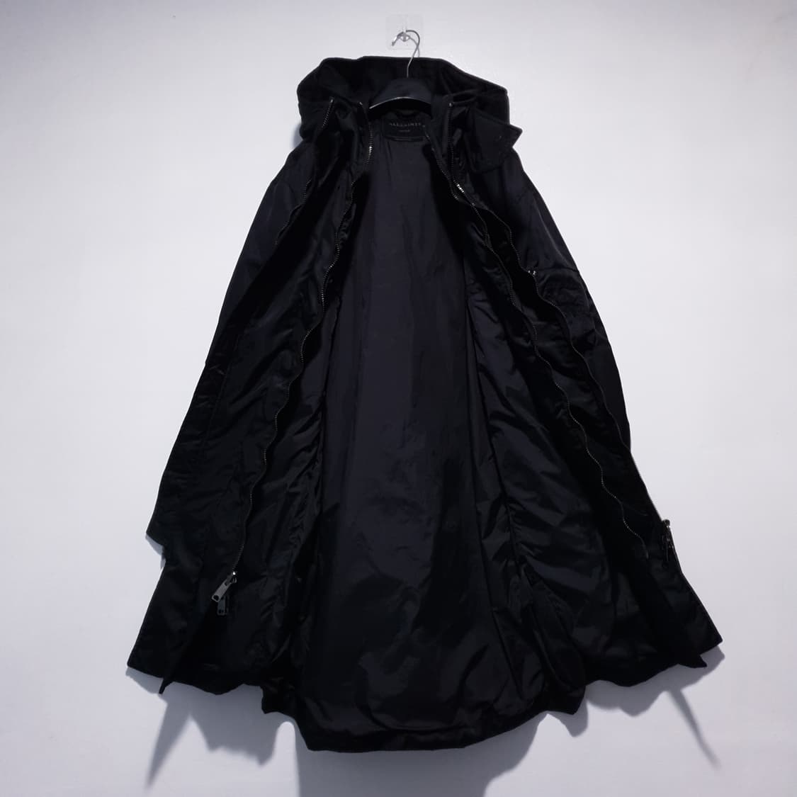 실측 XL) 올세인츠 MA-1 더블지퍼 쿠디 파카 점퍼 롱파카 블랙 상품이미지7