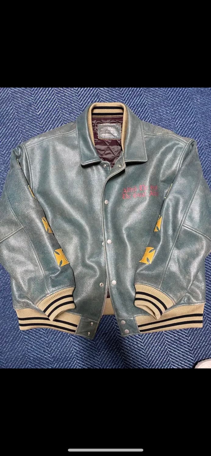 헤리티지플로스 알프레드 레더 바시티자켓 m 그린 상품이미지1