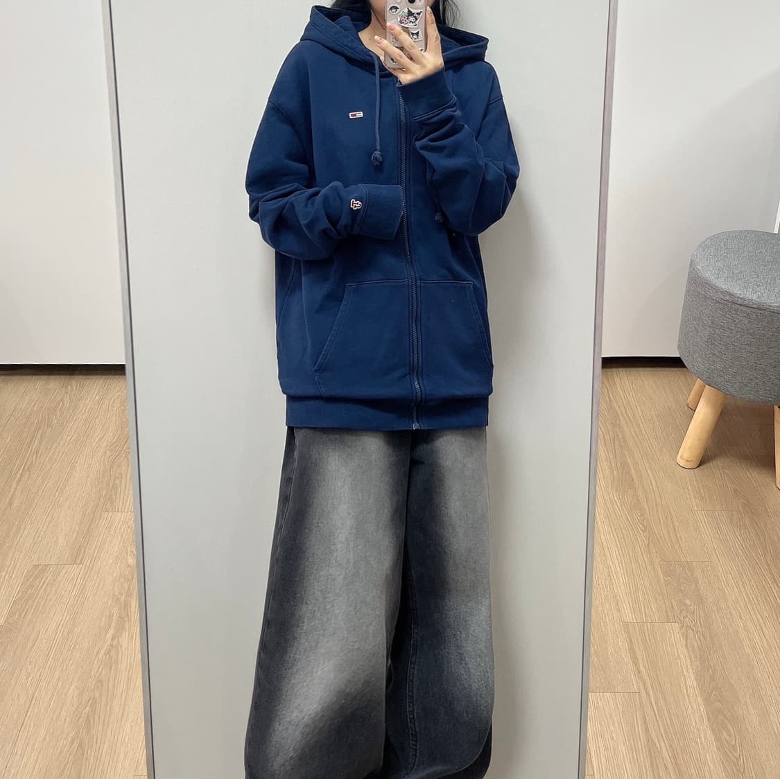 타미힐피거 자수로고 네이비 후드집업 상품이미지1