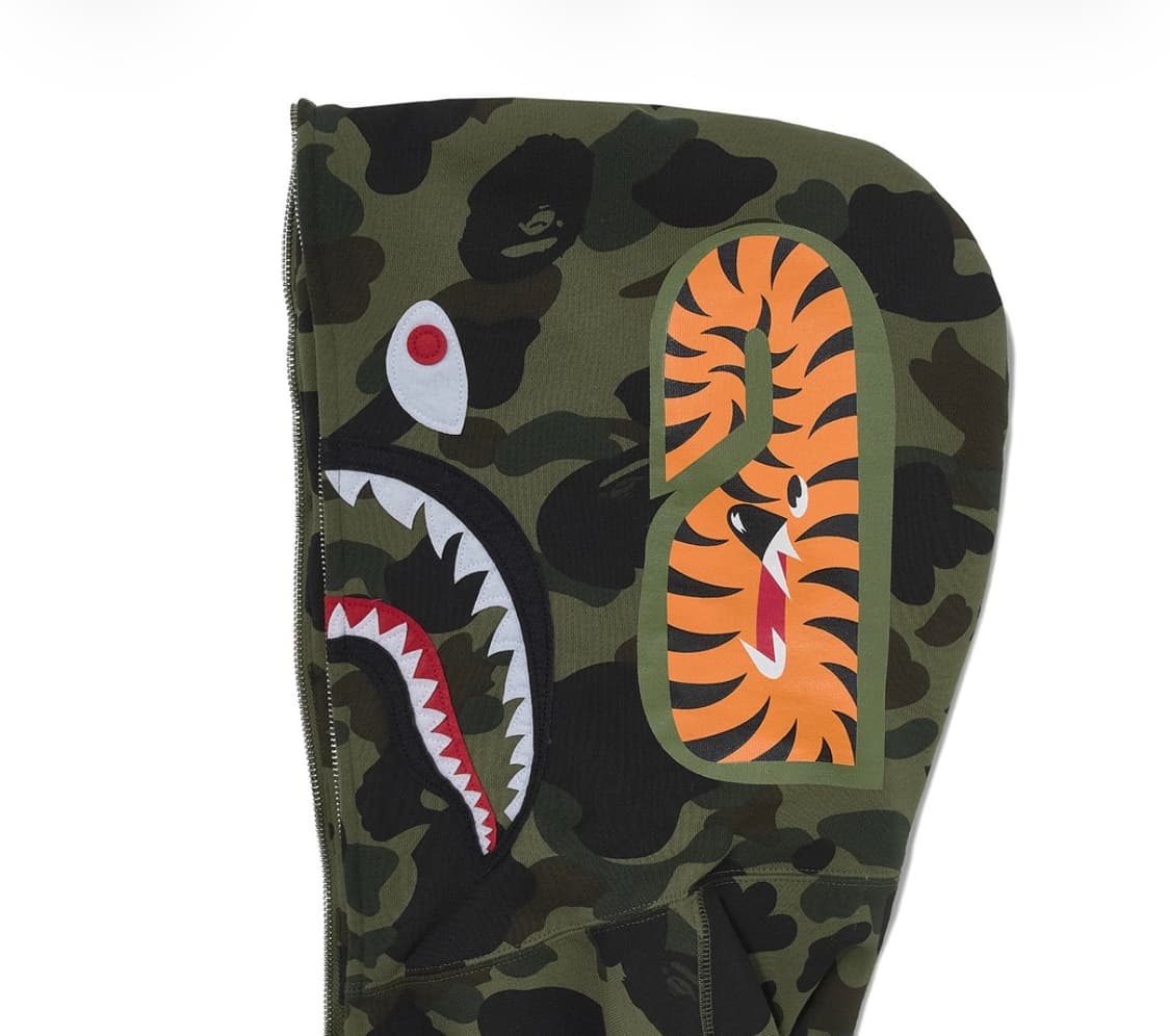 베이프 퍼스트 카모 샤크 풀 집 후드 아미 그린 상품이미지3