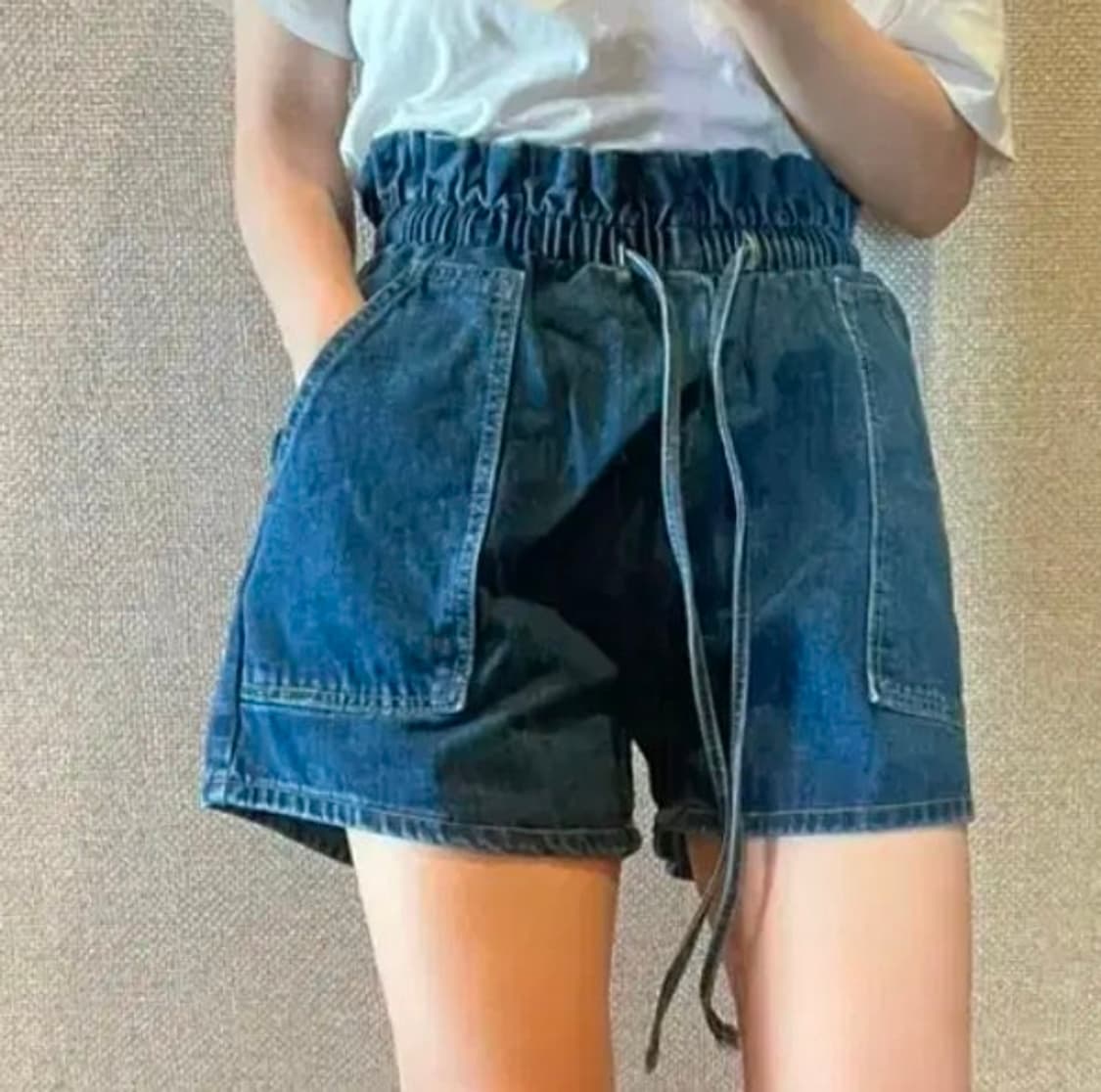 새상품 여자 밴딩 데님 숏 팬츠 청반바지 55 66초 귀여움 상품이미지6
