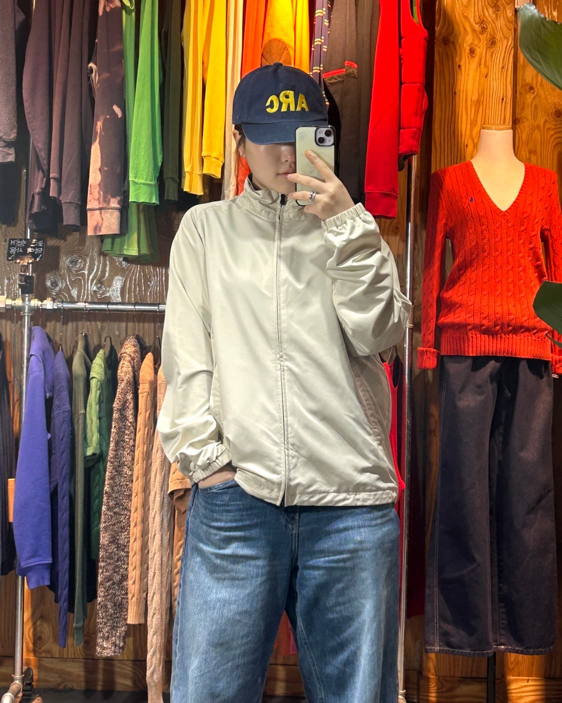 M 폴로랄프로렌 미니멀 스펠링 로고 아이보리 나일론 자켓 상품이미지1