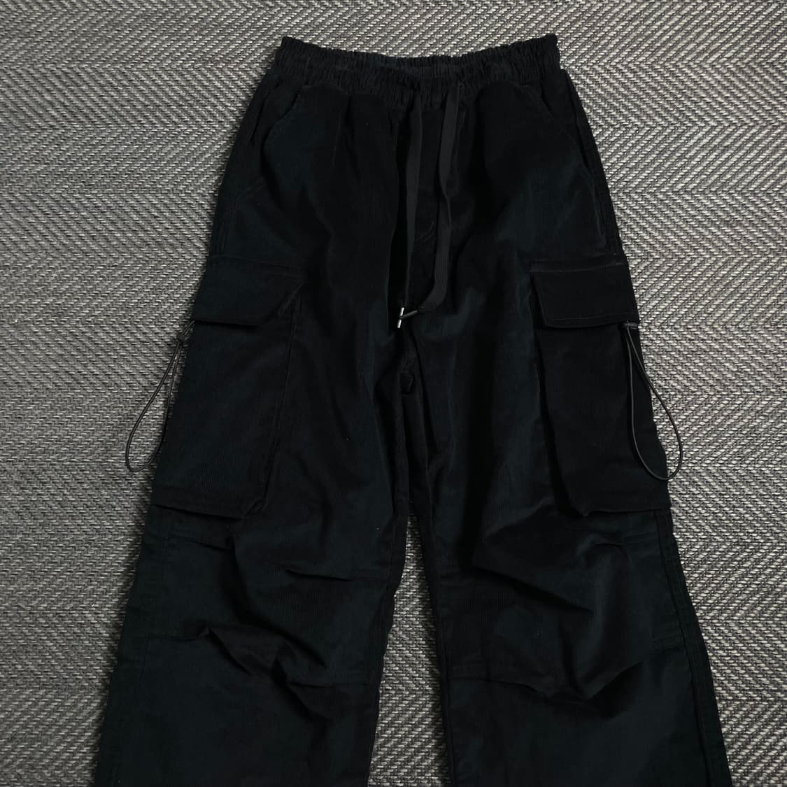 빈티지 코듀로이 블랙 스트링 카고 퍼티그 팬츠o 4040 상품이미지3