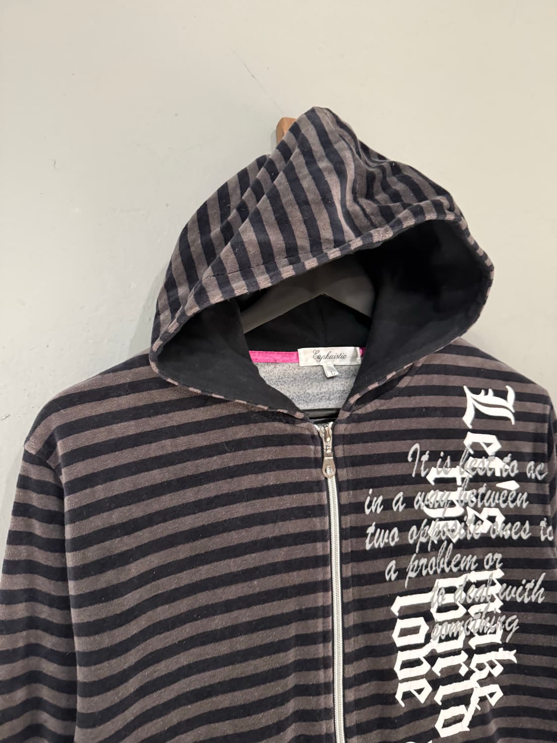 stripe pattern lettering hood zip-up 상품이미지7