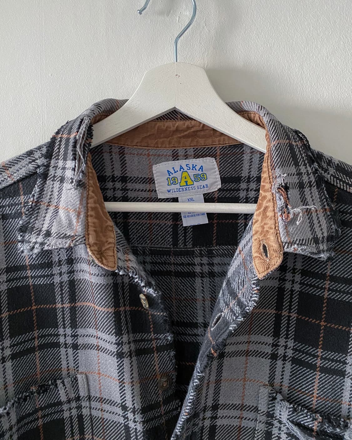 90s 빈티지 디스트로이드 체크 플란넬 셔츠 상품이미지3