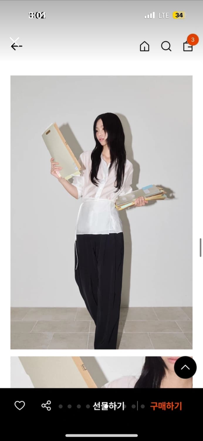 오디에스 화이트 실키 랩 셔츠 상품이미지6