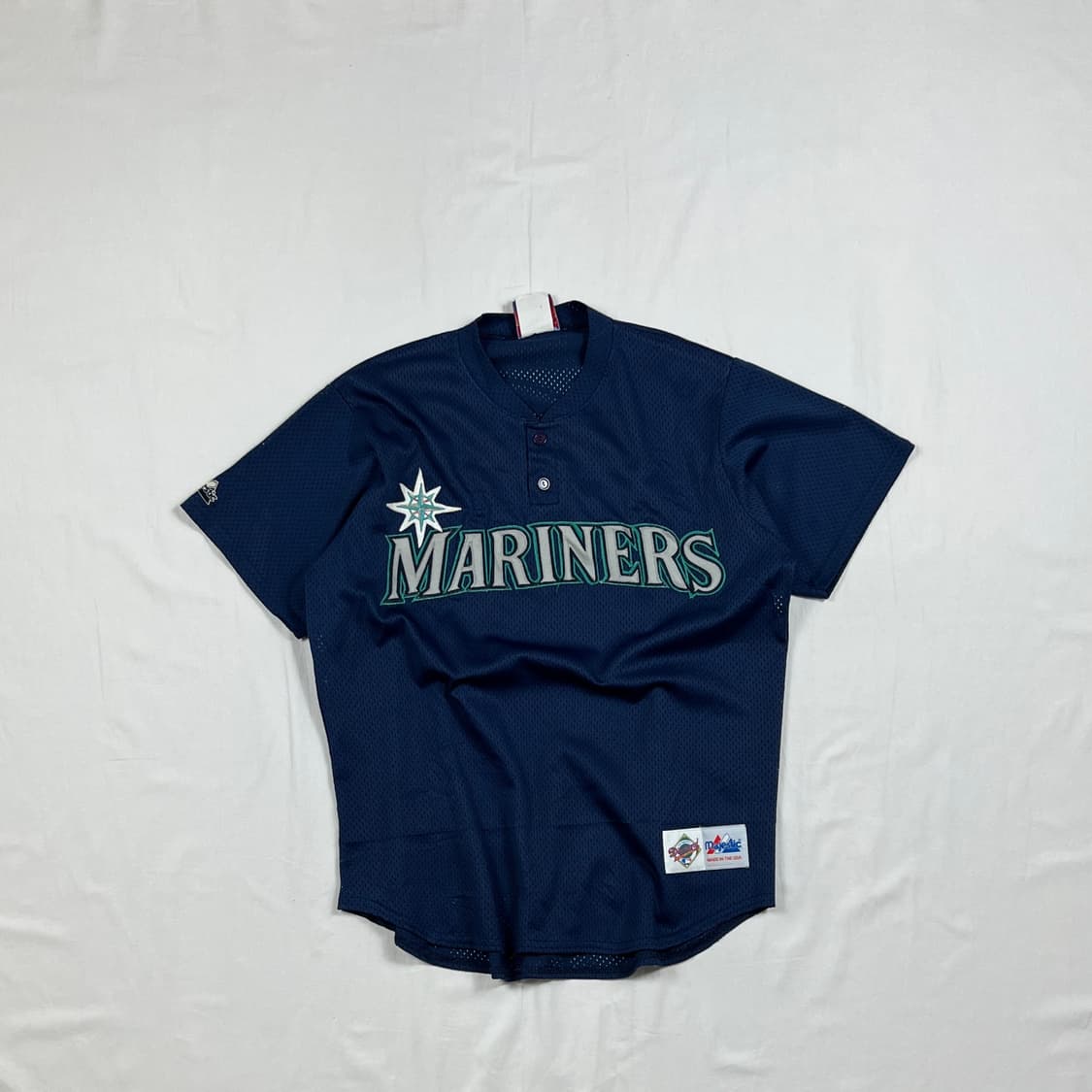 90’s 마제스틱 mlb 시애틀 매리너스 팀 메쉬 베이스볼 반팔져지 상품이미지1