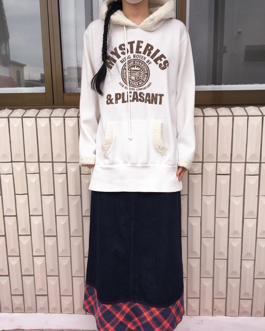 Check pattern layer denim skirt 상품이미지5
