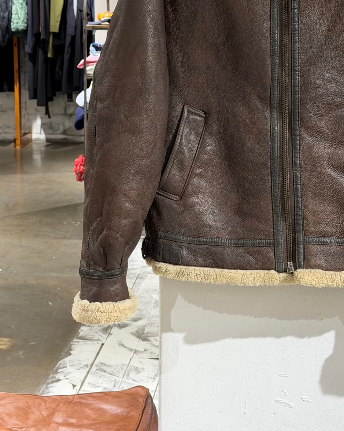 티피코시 브라운 b-3 램스킨 레더 시어링 무스탕 상품이미지5