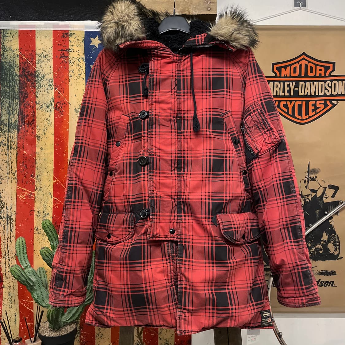 폴로 데님 앤 서플라이 N3B 체크 퍼 후드 야상 자켓 밀리터리 파카 상품이미지1