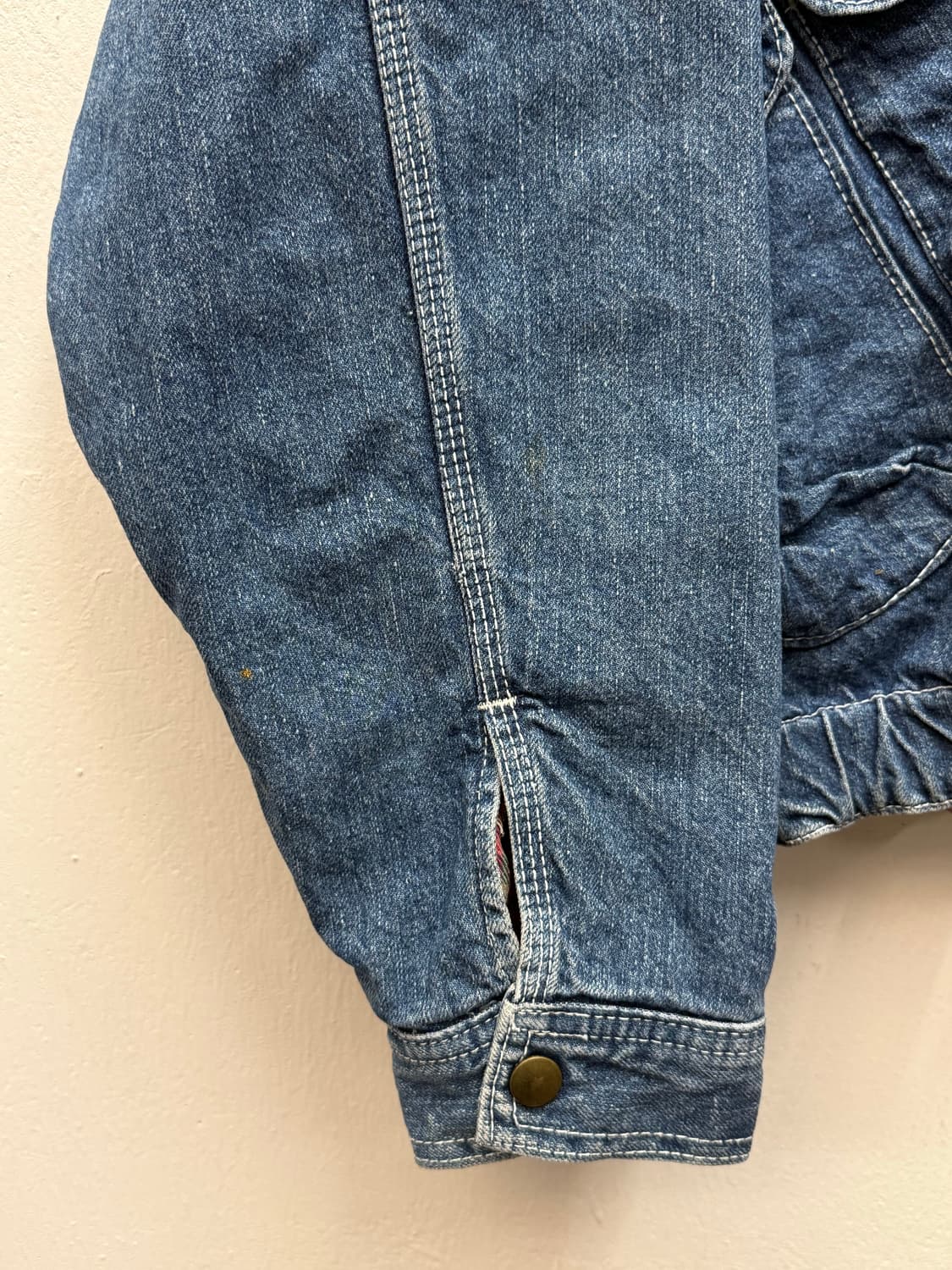 90s Japan Flannel Lined Denim Bomber Jac 상품이미지7