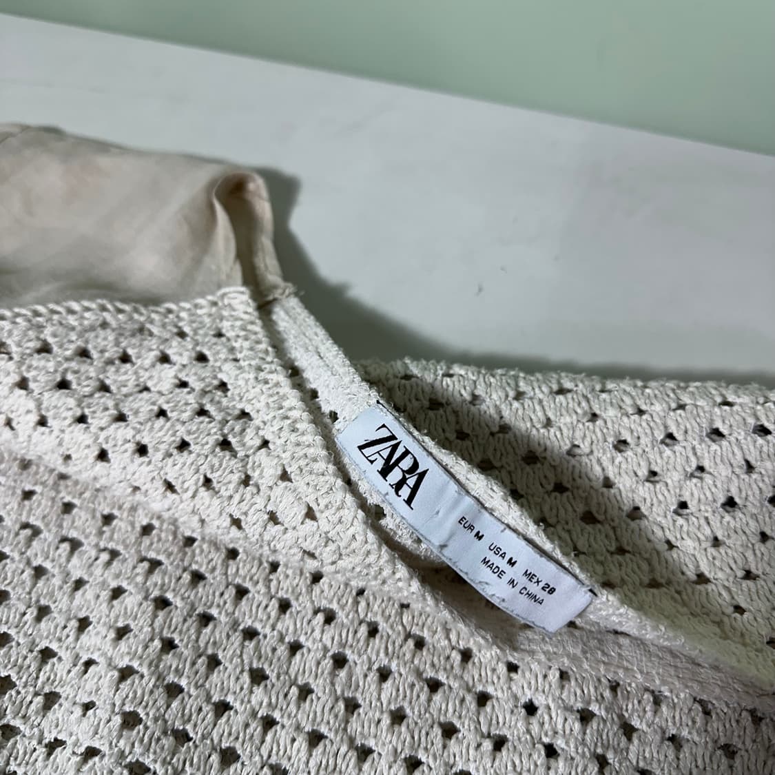 우먼M 자라 우먼 베이지 시스루와플 롱 린넨원피스 상품이미지2