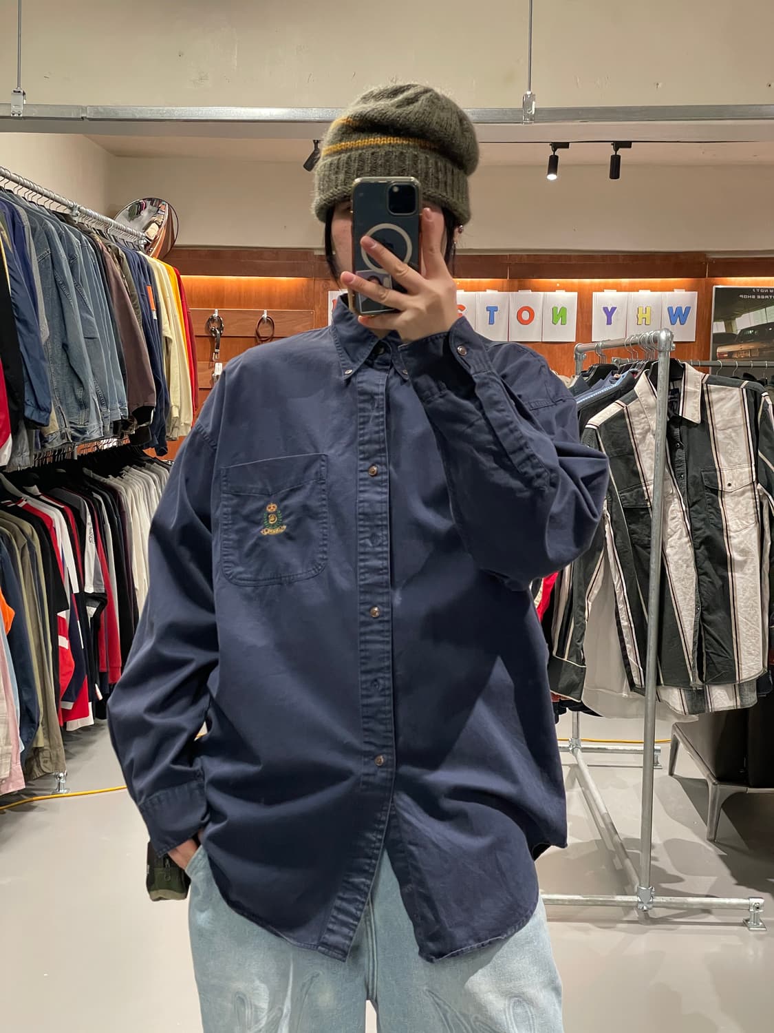 CHAPS 옥스퍼드 코튼 셔츠 (navy) 상품이미지3