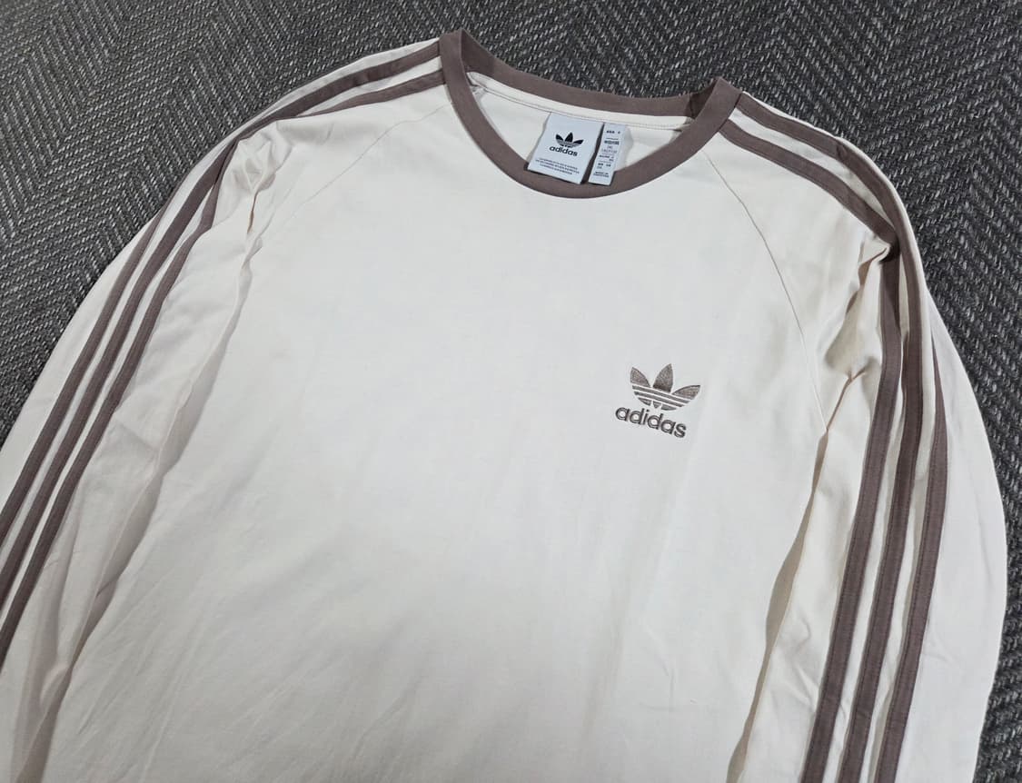 아디다스 Adidas 크림 브라운 삼선 롱슬리브 상품이미지3