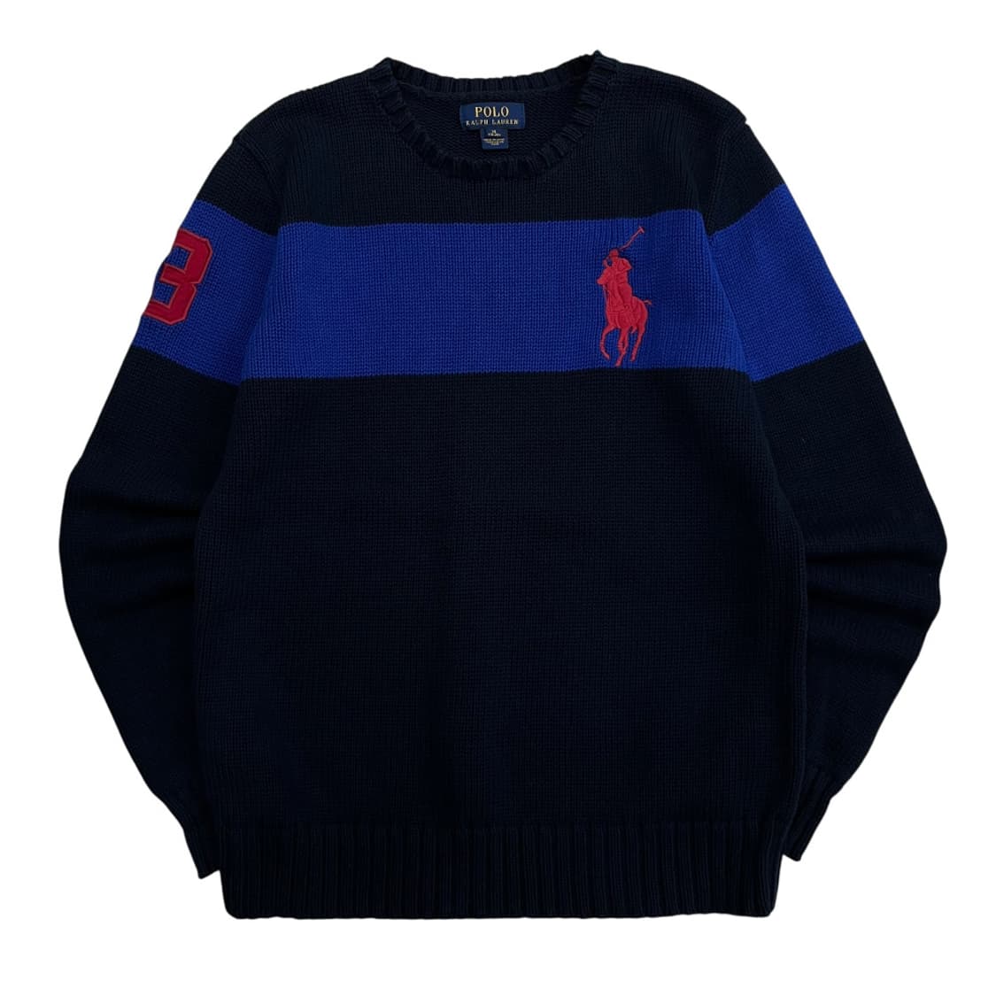 폴로 랄프로렌 레드 빅포니 네이비 배색 블랙 니트 XL 상품이미지2