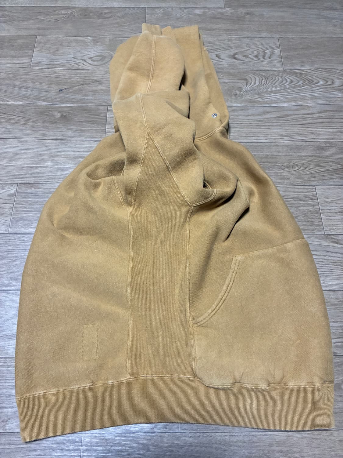 L) 엔즈앤드민즈 머스타드 브라운 리버스위브 후드티 상품이미지7