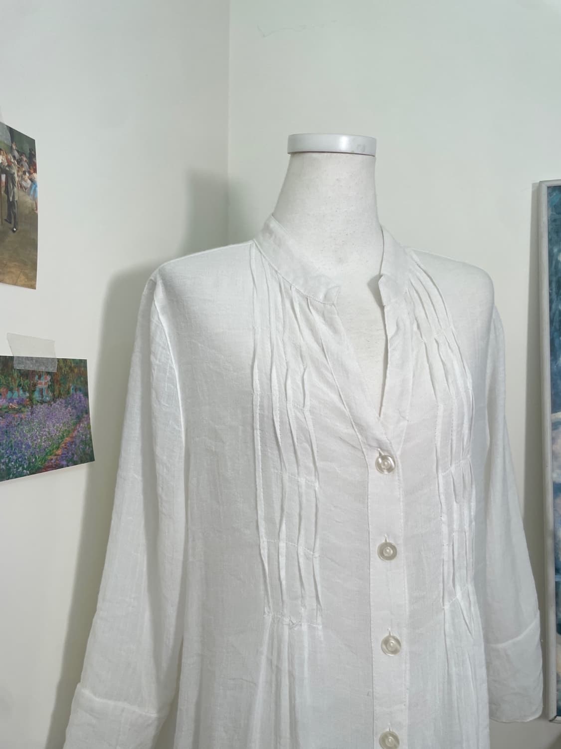 white wave point side bow loose blouse 상품이미지6