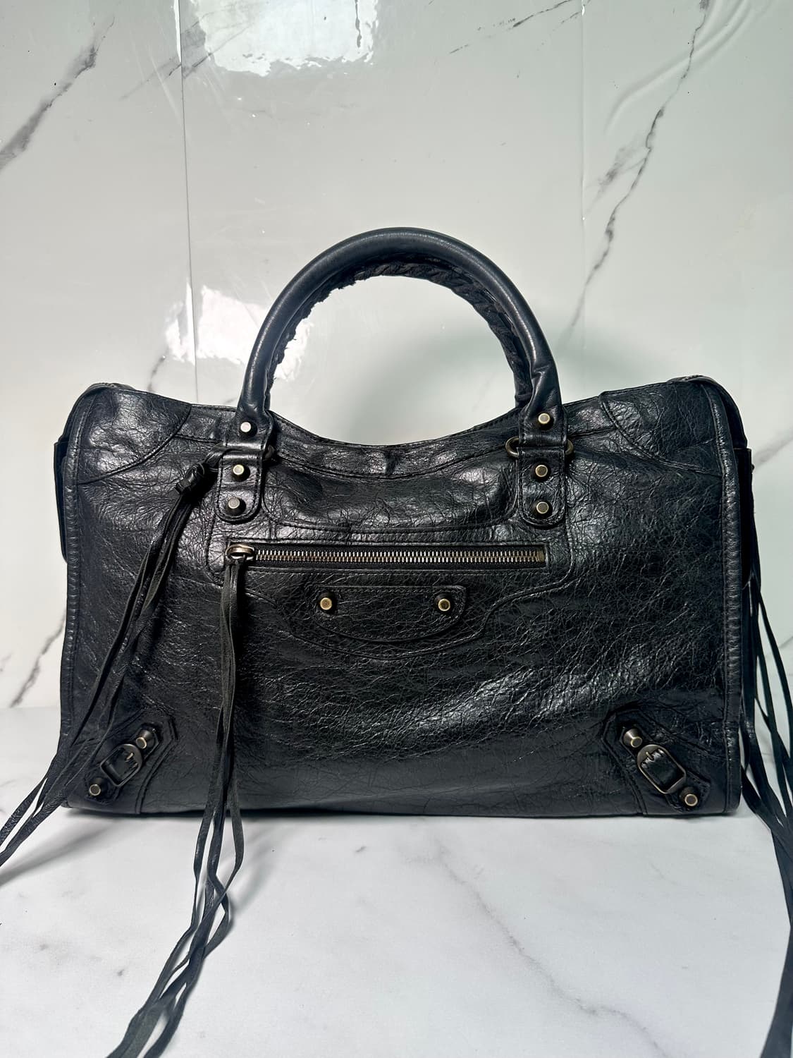 [A 정품] 발렌시아가 시티 모터백 미디움 블랙 상품이미지7