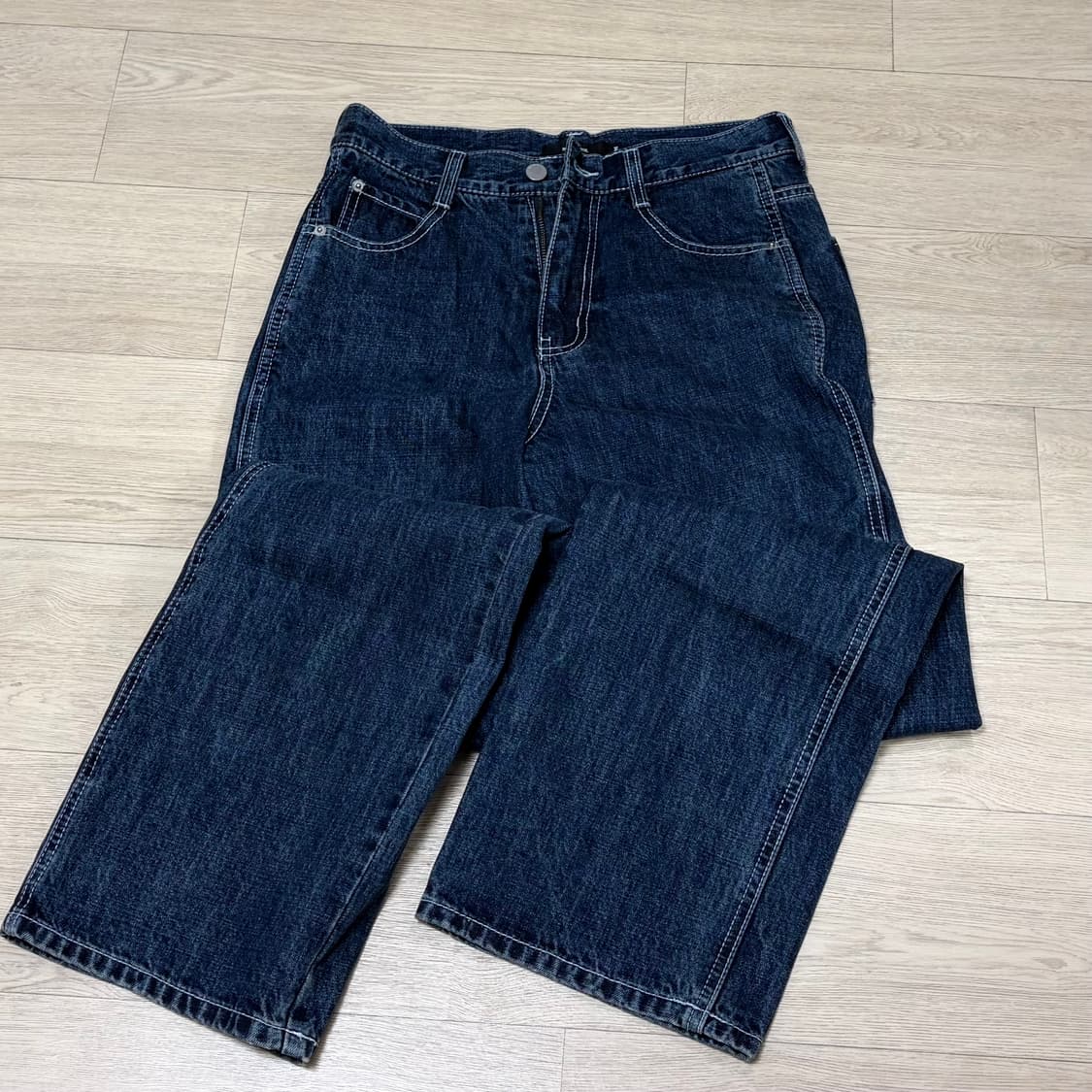 몽돌 스트레이트 데님진 딥블루 M 상품이미지2