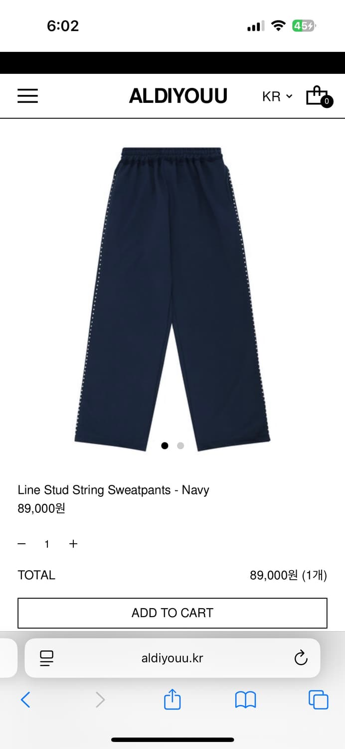 ALDIYOUU 알디유 스터드 스웻팬츠 / 네이비 상품이미지2