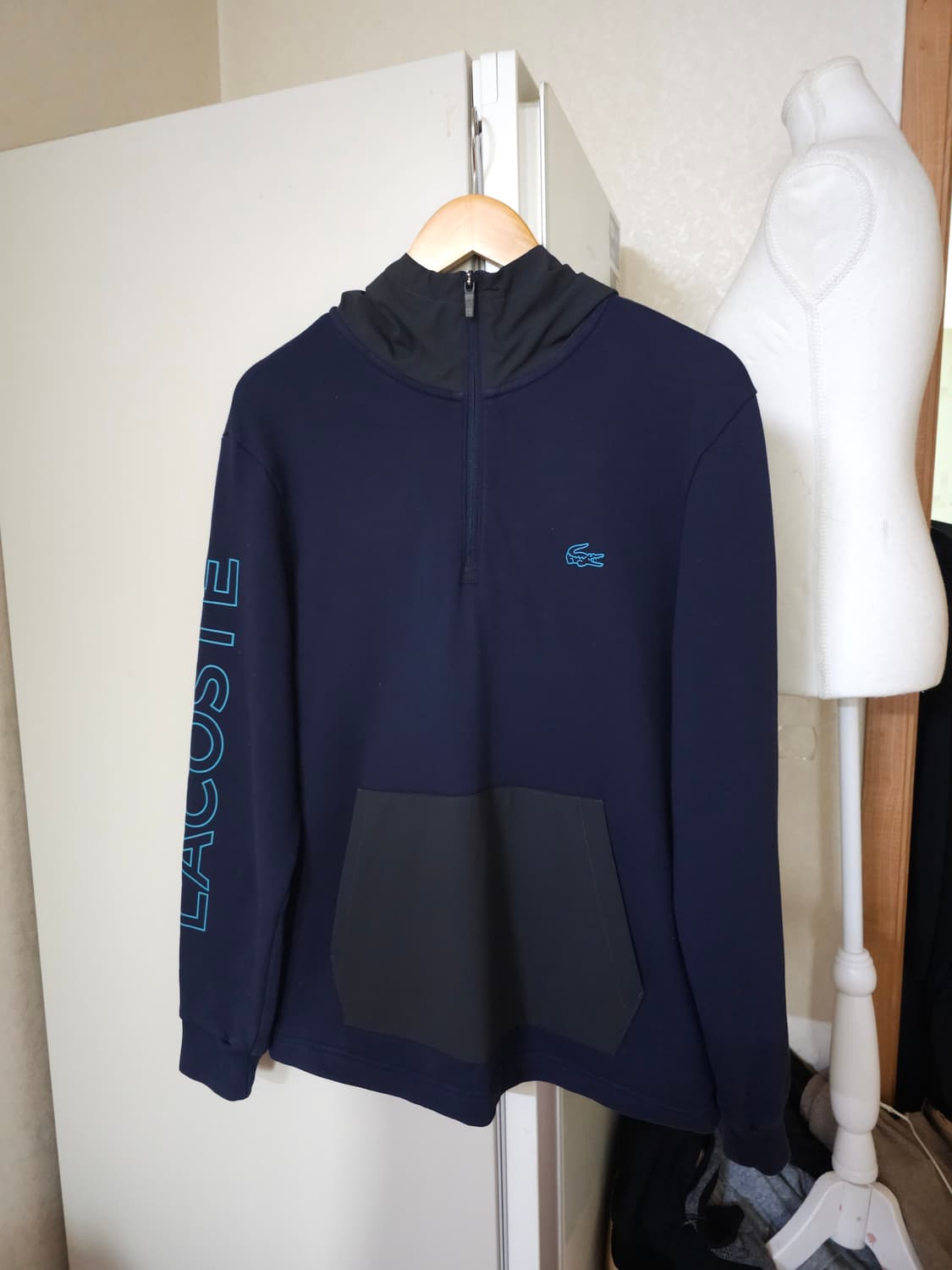 라코스테 네이비 하프집업 후드티 상품이미지1