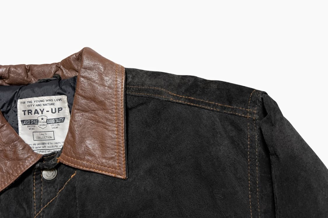 JPN 90s~00s 일본 빈티지 Y2K 천연 스웨이드 가죽 트러커 자켓 상품이미지4
