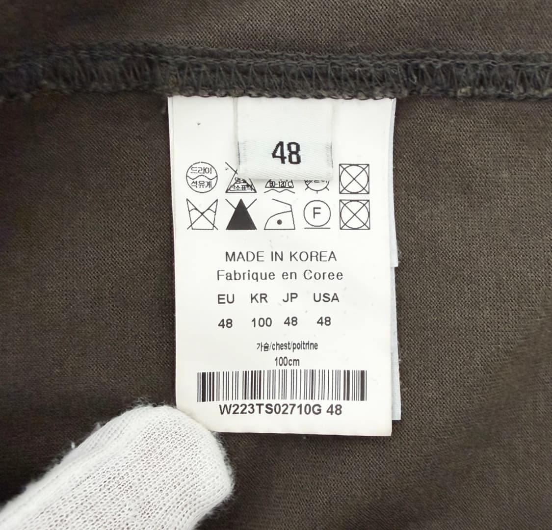 [48] 우영미 남성 레더 패치 백 라벨 반팔 티셔츠 브라운 상품이미지9