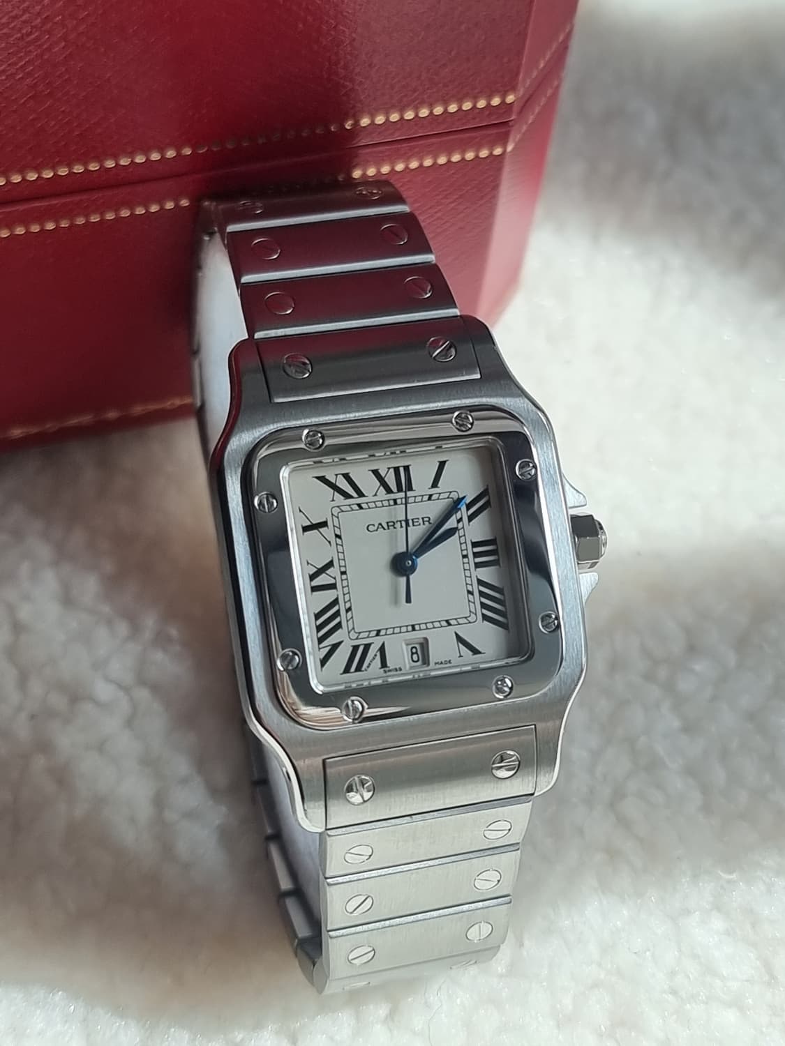 까르띠에 산토스 갈베 스틸 L 블랙로만 쿼츠 남성 시계 04년 상품이미지3