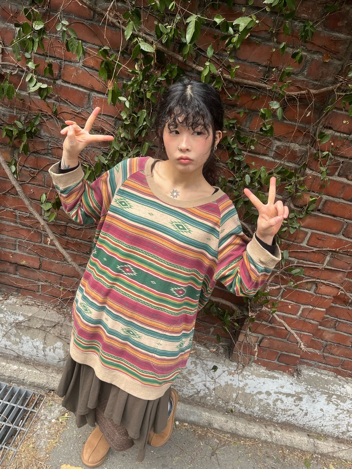 Titicaca 줄무늬 패턴 맨투맨 상품이미지2